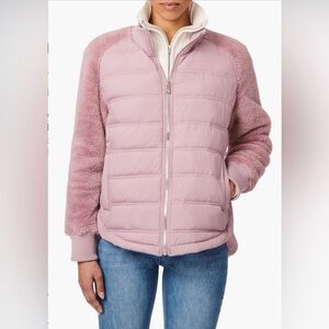 Bernardo mixed media puffer jacket